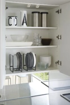 Yamazaki Organiser Tower Zwart -Aanbiedingen Keuken Kla Winkel 2269 TOWER DISH ORGANIZER BK 02 1000x